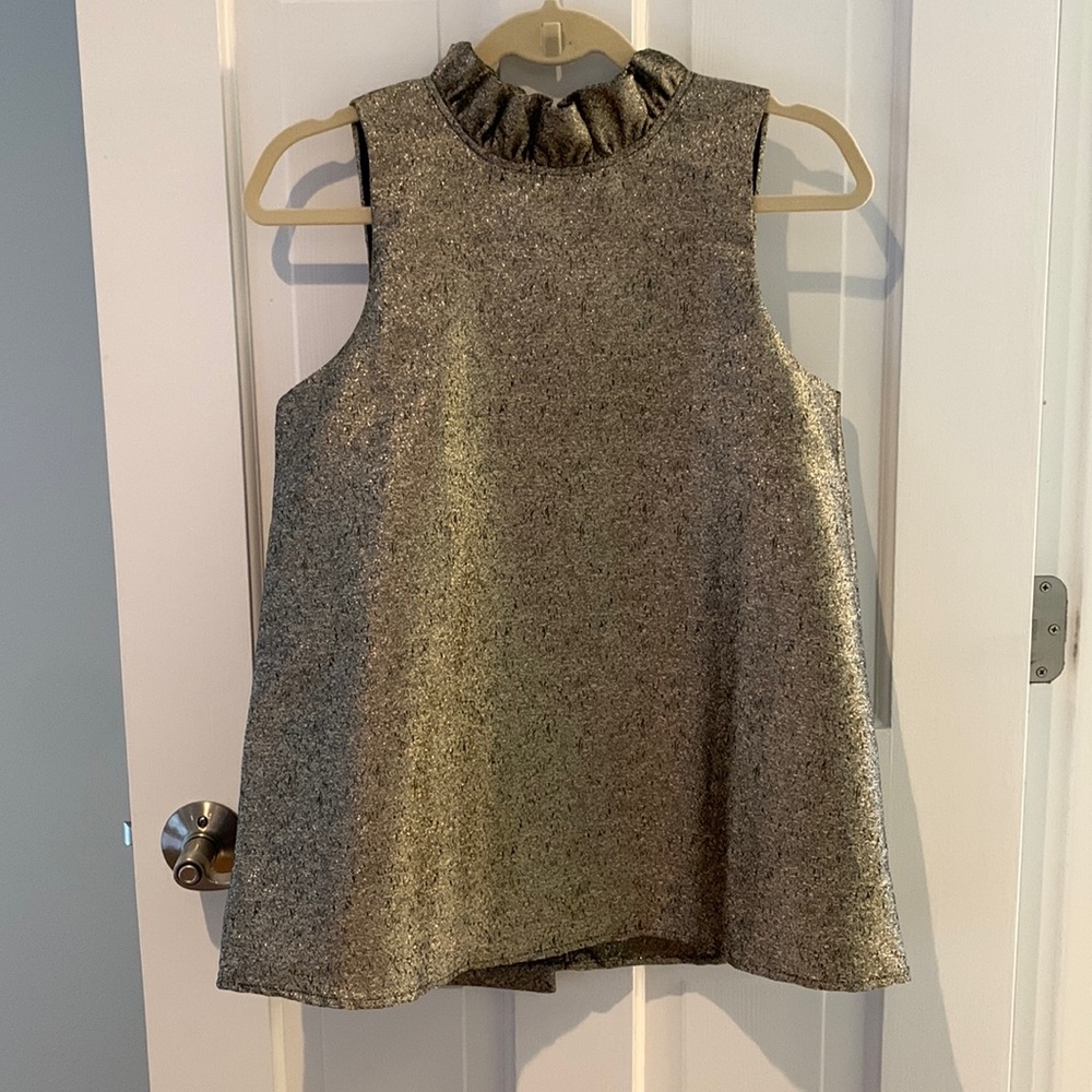 Pomander Place ruffle-neck sleeveless top with bow - S